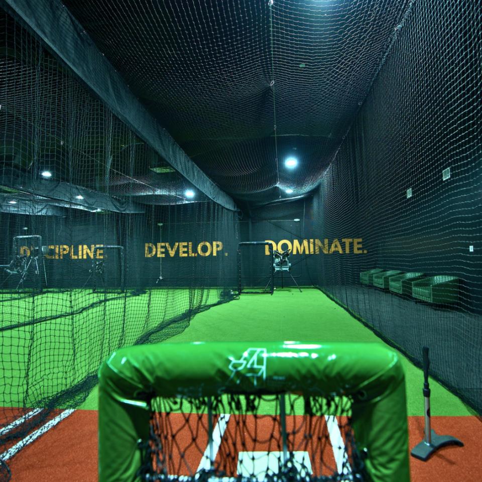 Baseball training facility with multiple batting cages at Ball 2 Barrel Baseball Academy