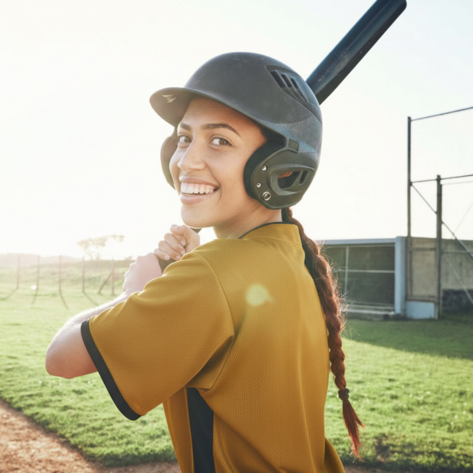 girl playing softball
